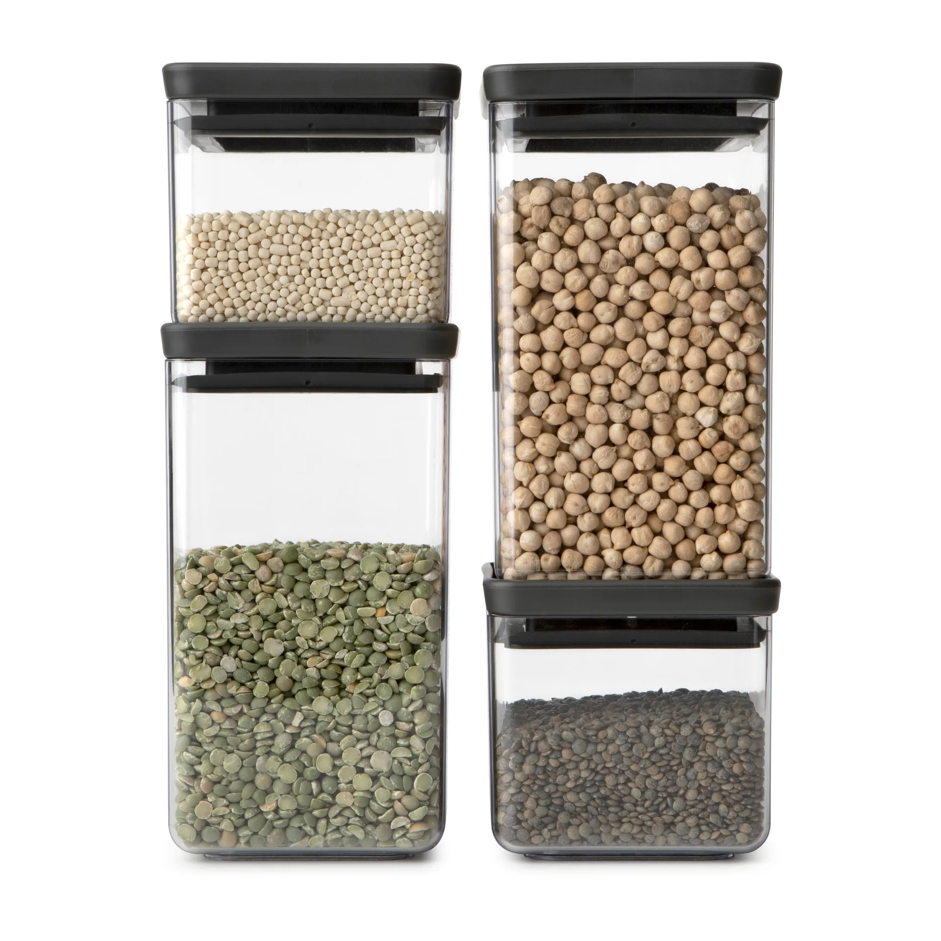 TASTY+ square storage jar set, Dark grey Brabantia