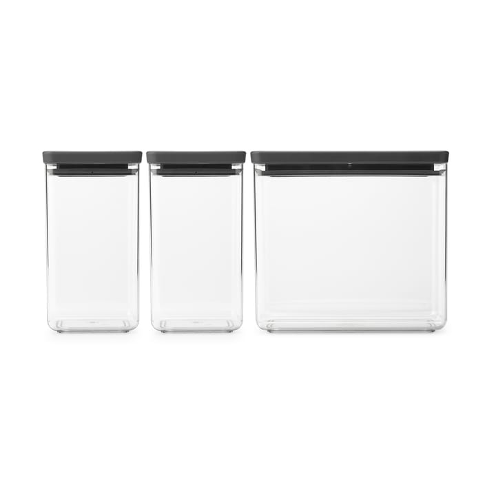 TASTY+ stackable container 3 pieces 2x1.6 L+3.5L - Dark grey - Brabantia
