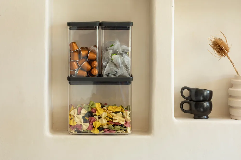 TASTY+ stackable container 3 pieces 2x1.6 L+3.5L, Dark grey Brabantia