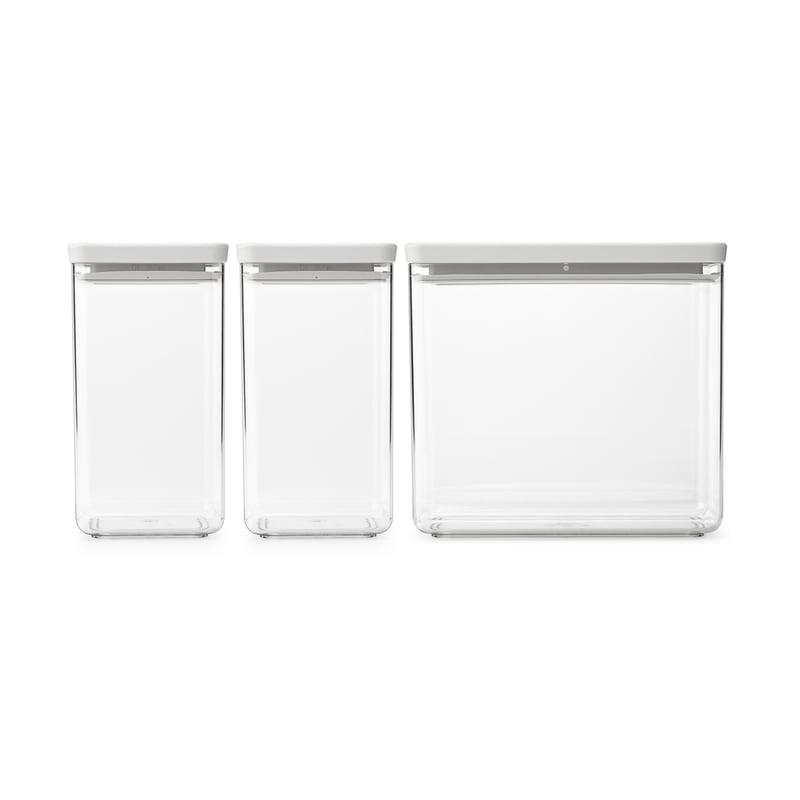 Brabantia TASTY+ stackable container 3 pieces 2x1.6 L+3.5L Light grey
