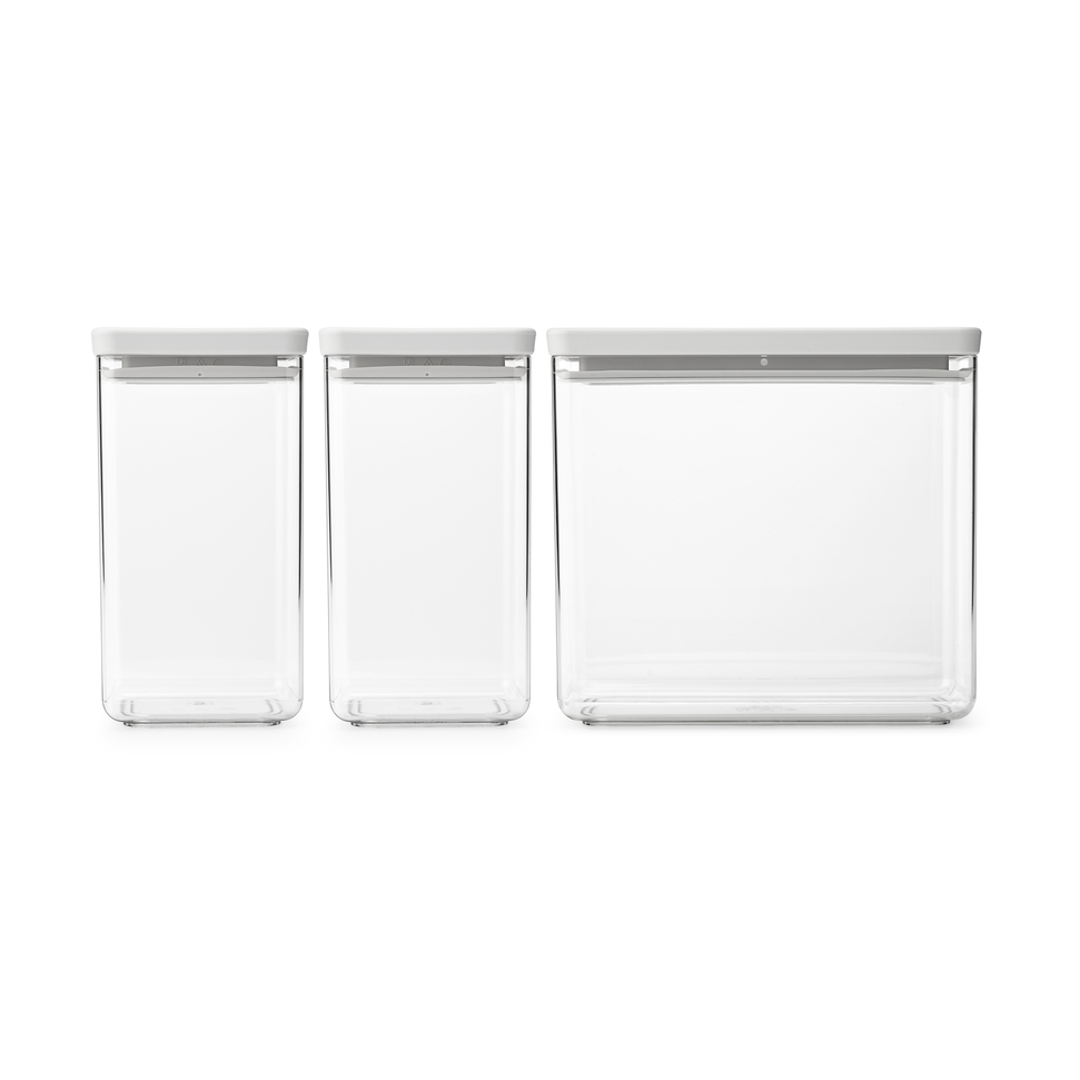 Brabantia TASTY+ stackable container 3 pieces 2x1.6 L+3.5L Light grey