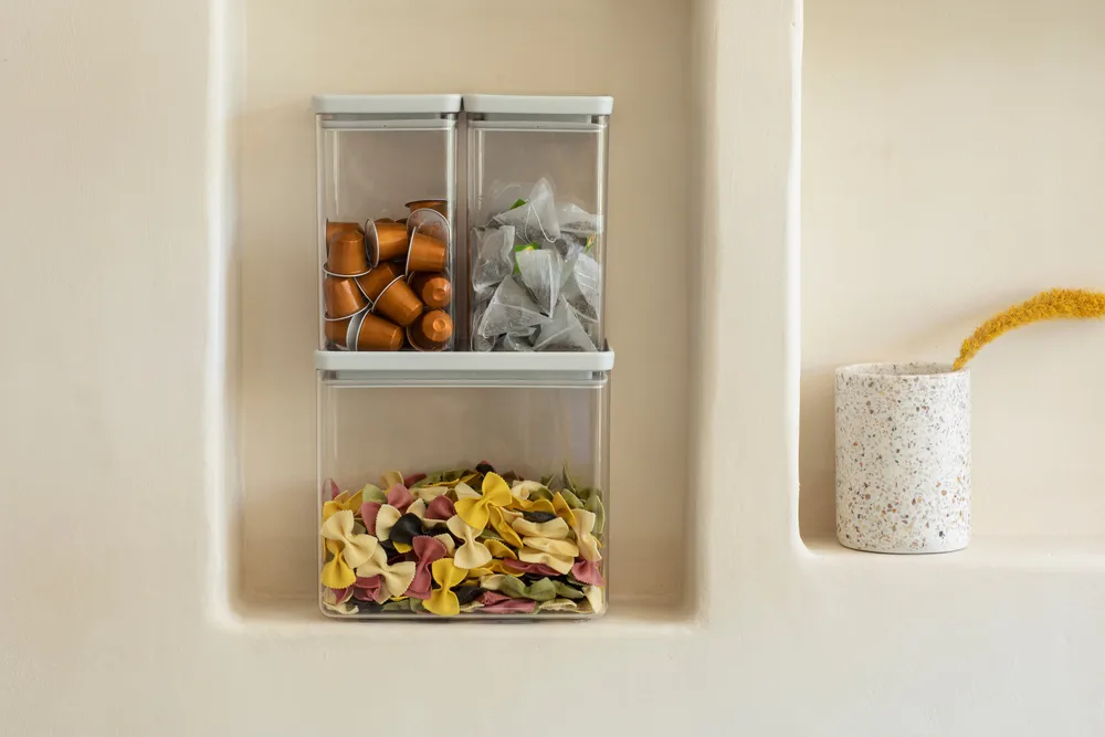 TASTY+ stackable container 3 pieces 2x1.6 L+3.5L, Light grey Brabantia