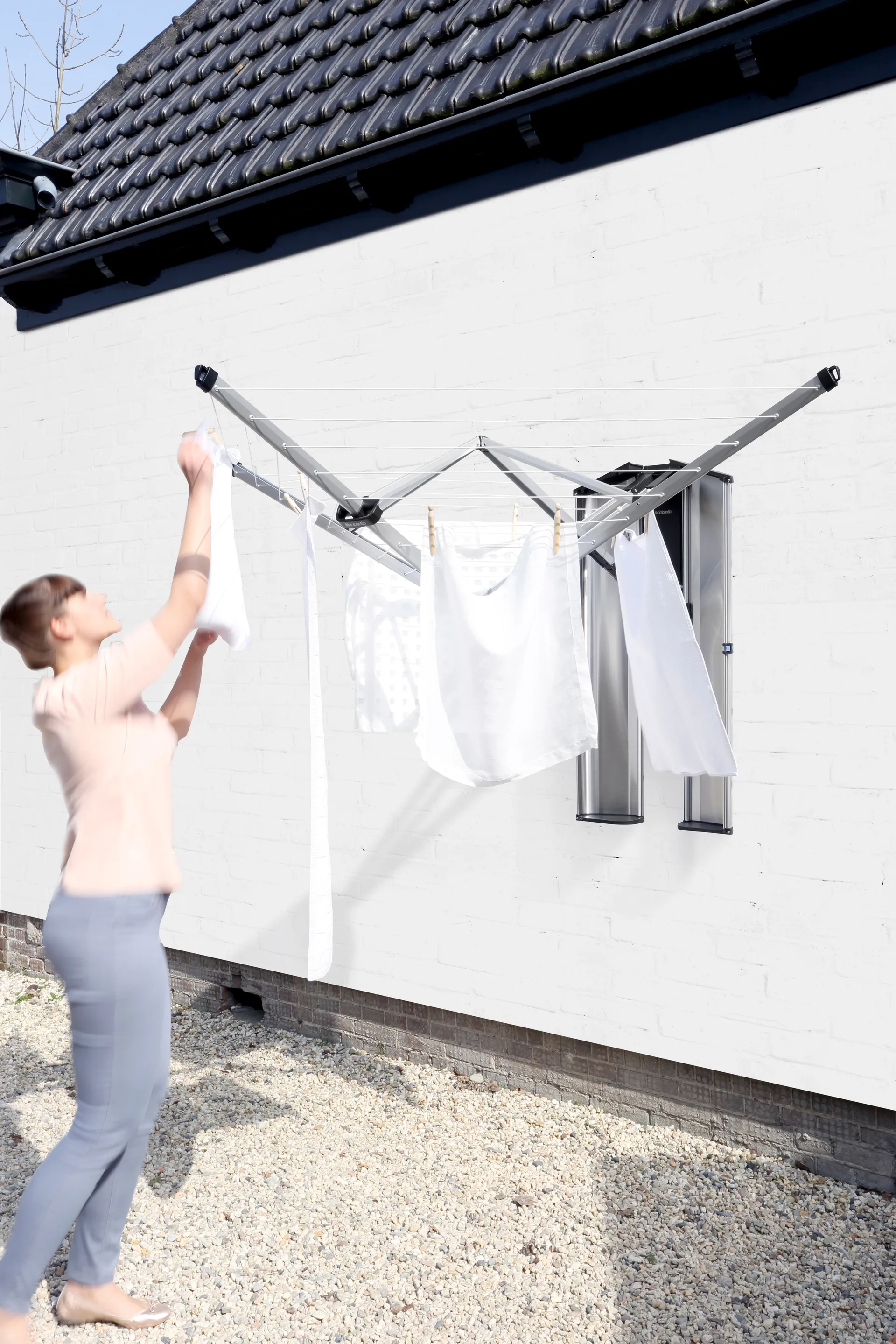 WallFix clothesline 24 m with protective box, Gray Brabantia