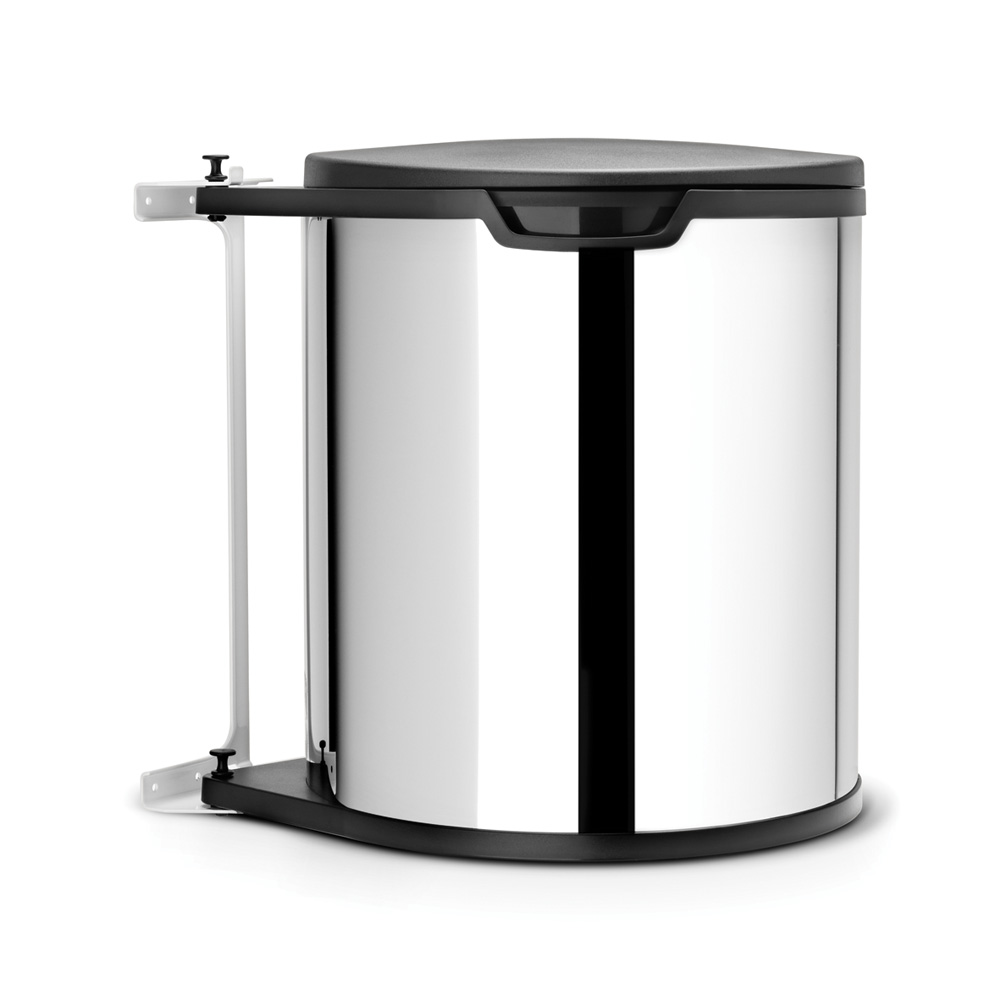 Brabantia Waste bin for cabinet round, plastic inner bin (incl brackets) 15 L Brushed stainless steel