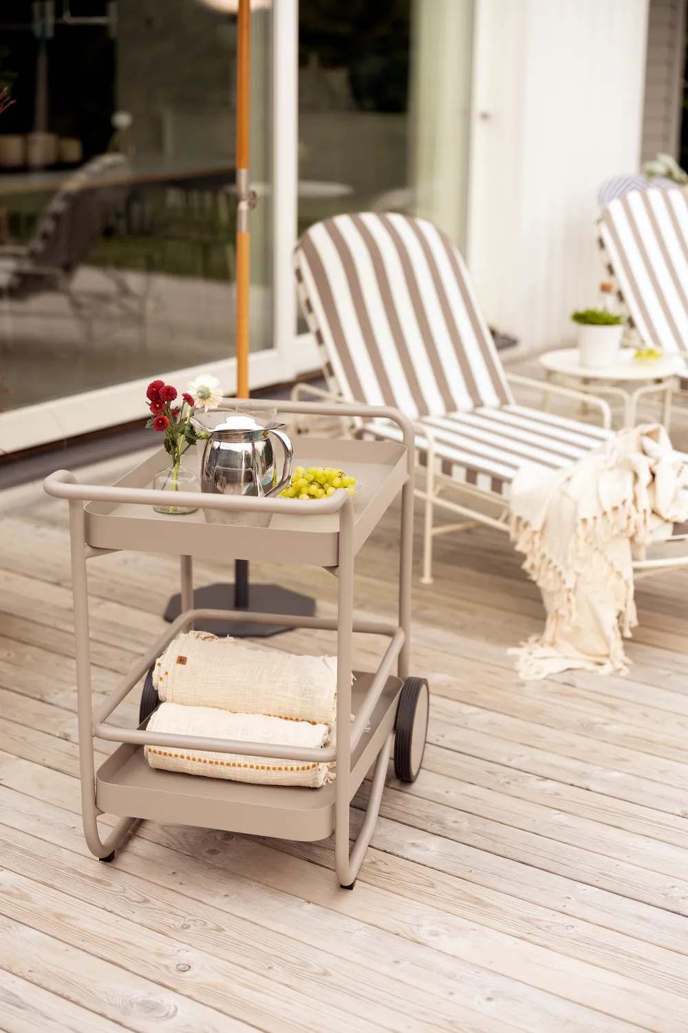 Arts daybed 196x96 cm, Soft White-beige stripes Brafab