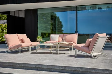 Blixt lounge armchair - Pearl white-teddy orange - Brafab