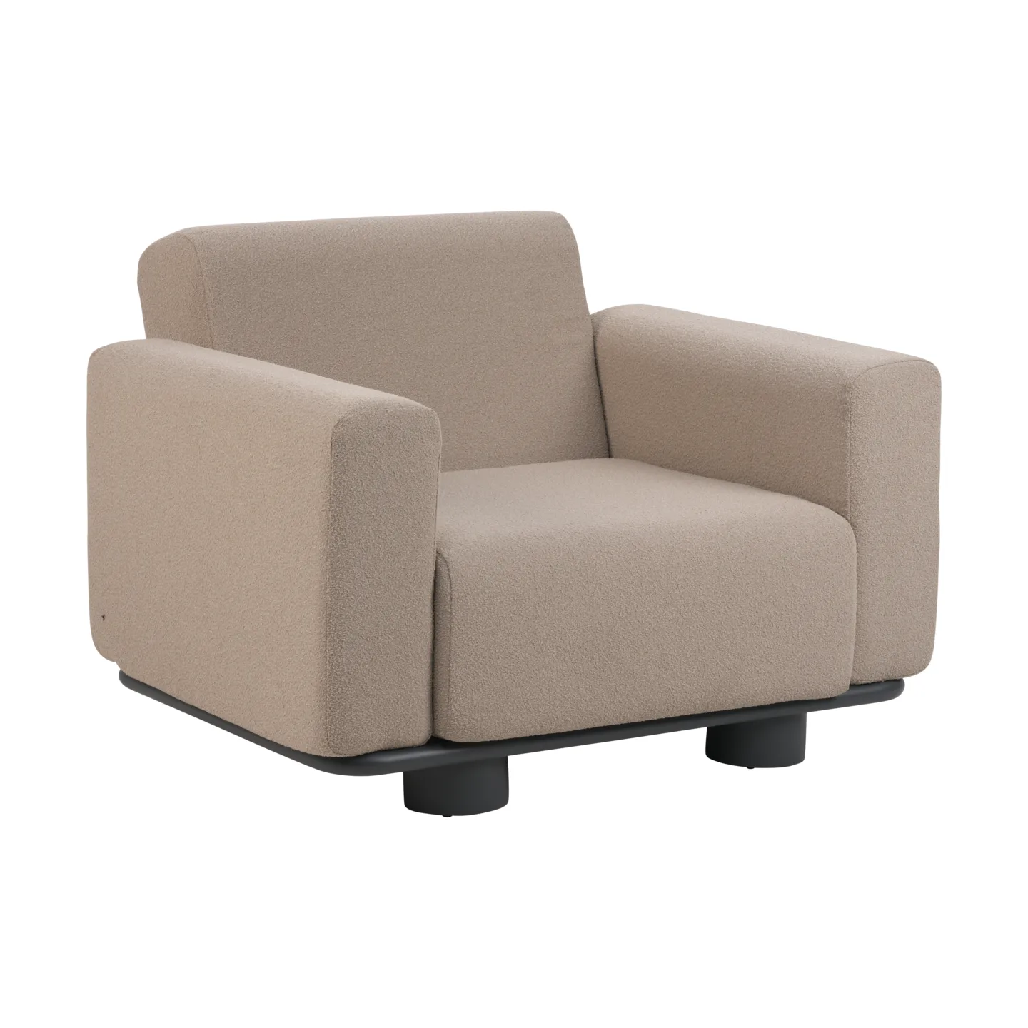 Bolster armchair, Anthracite-teddy beige Brafab