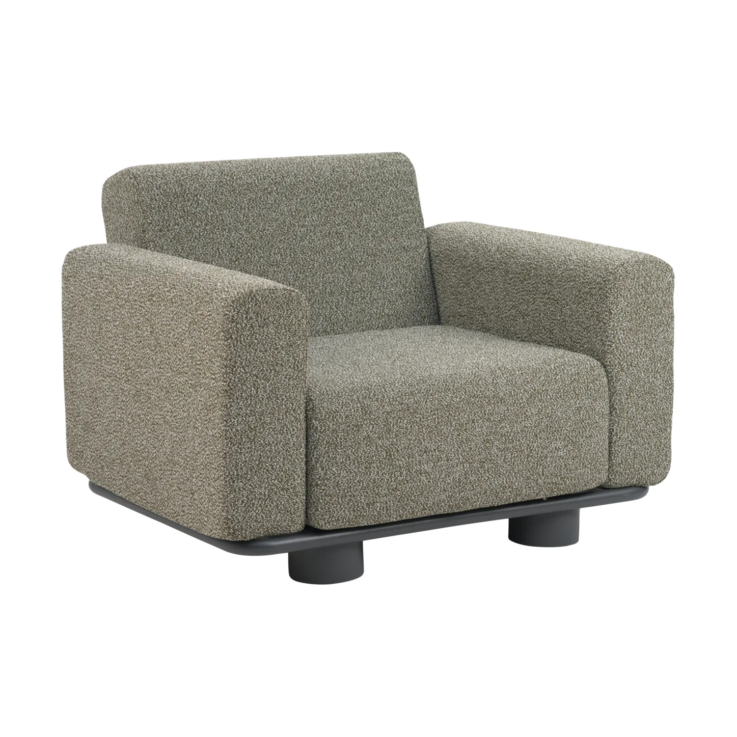 Bolster armchair, Anthracite-teddy verde Brafab