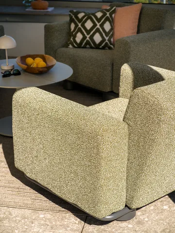 Bolster armchair - Anthracite-teddy verde - Brafab