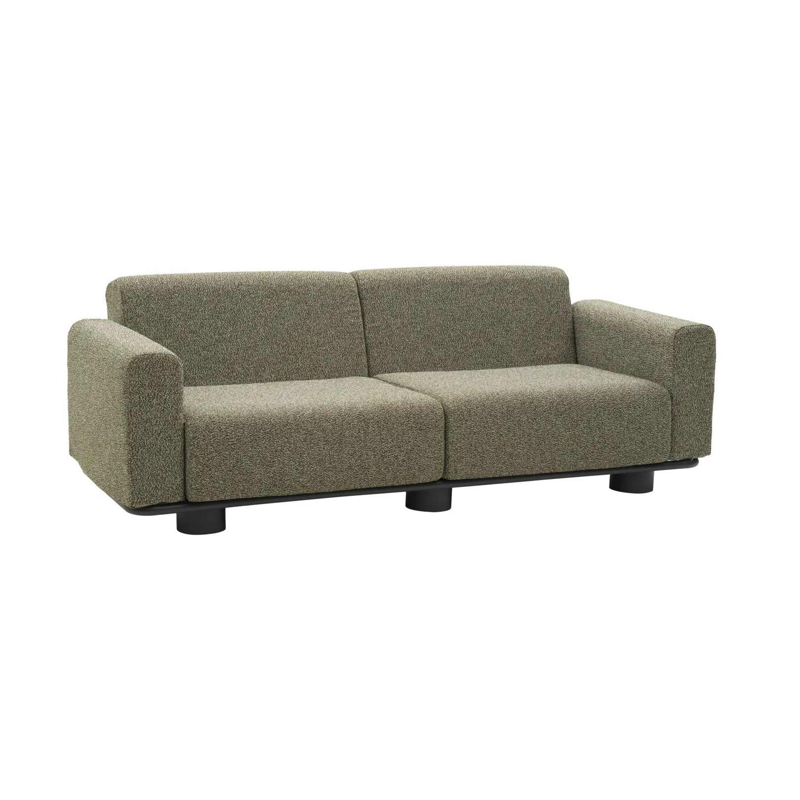 Bolster sofa, Anthracite-teddy verde, 2.5-seater Brafab
