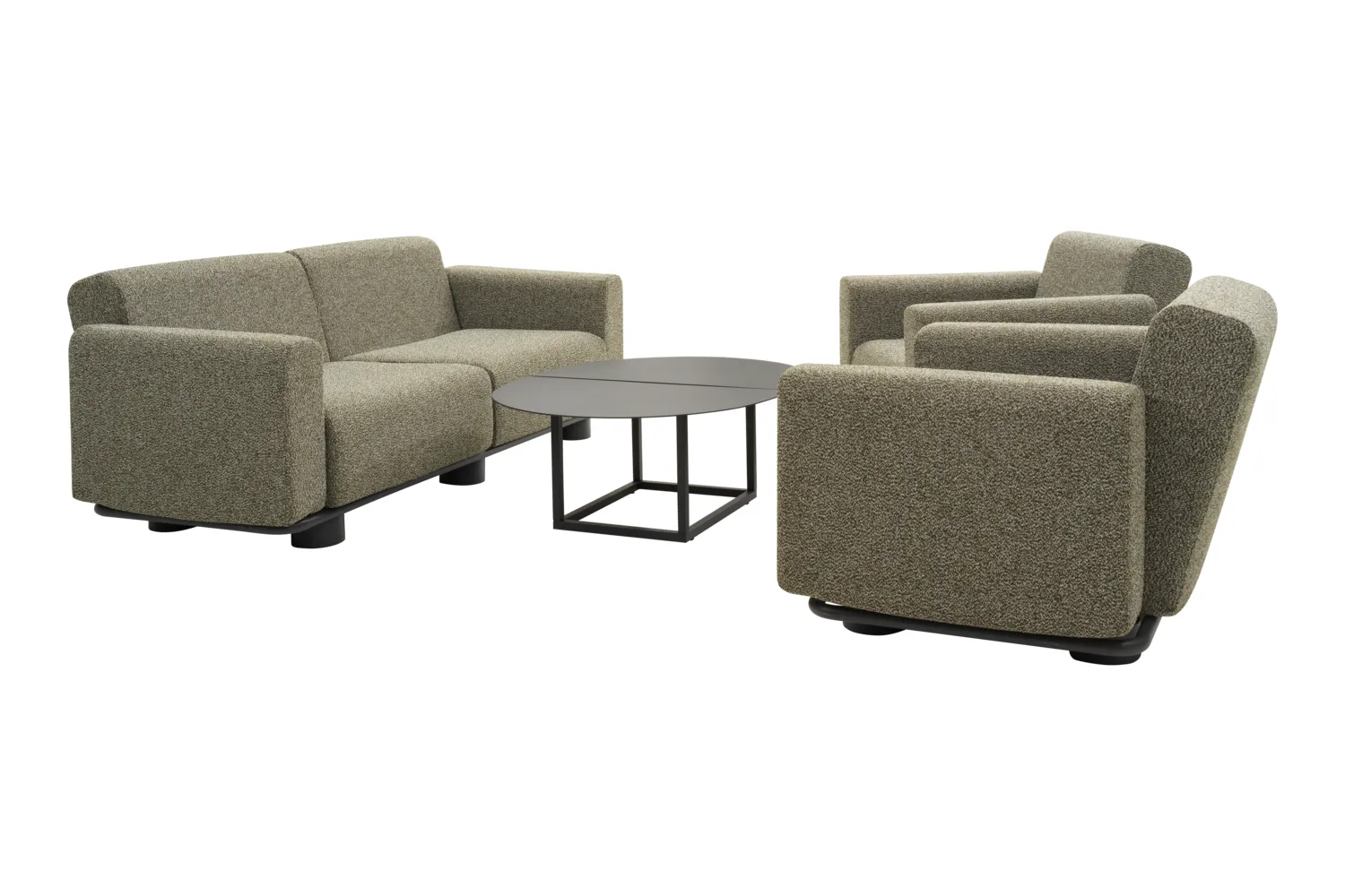 Bolster sofa, Anthracite-teddy verde, 2.5-seater Brafab
