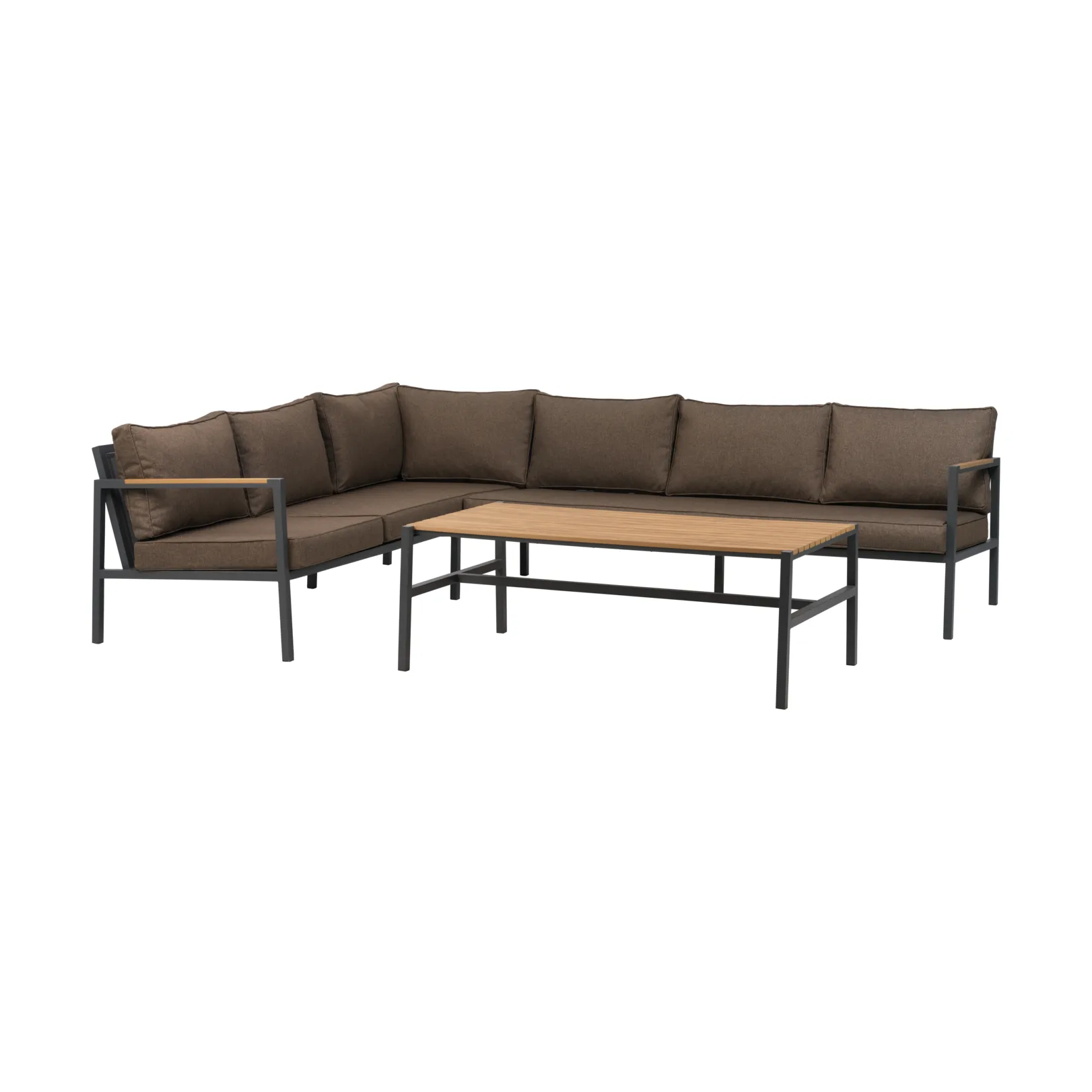 Cap sofa group, Anthracite-brown, 6-seater Brafab