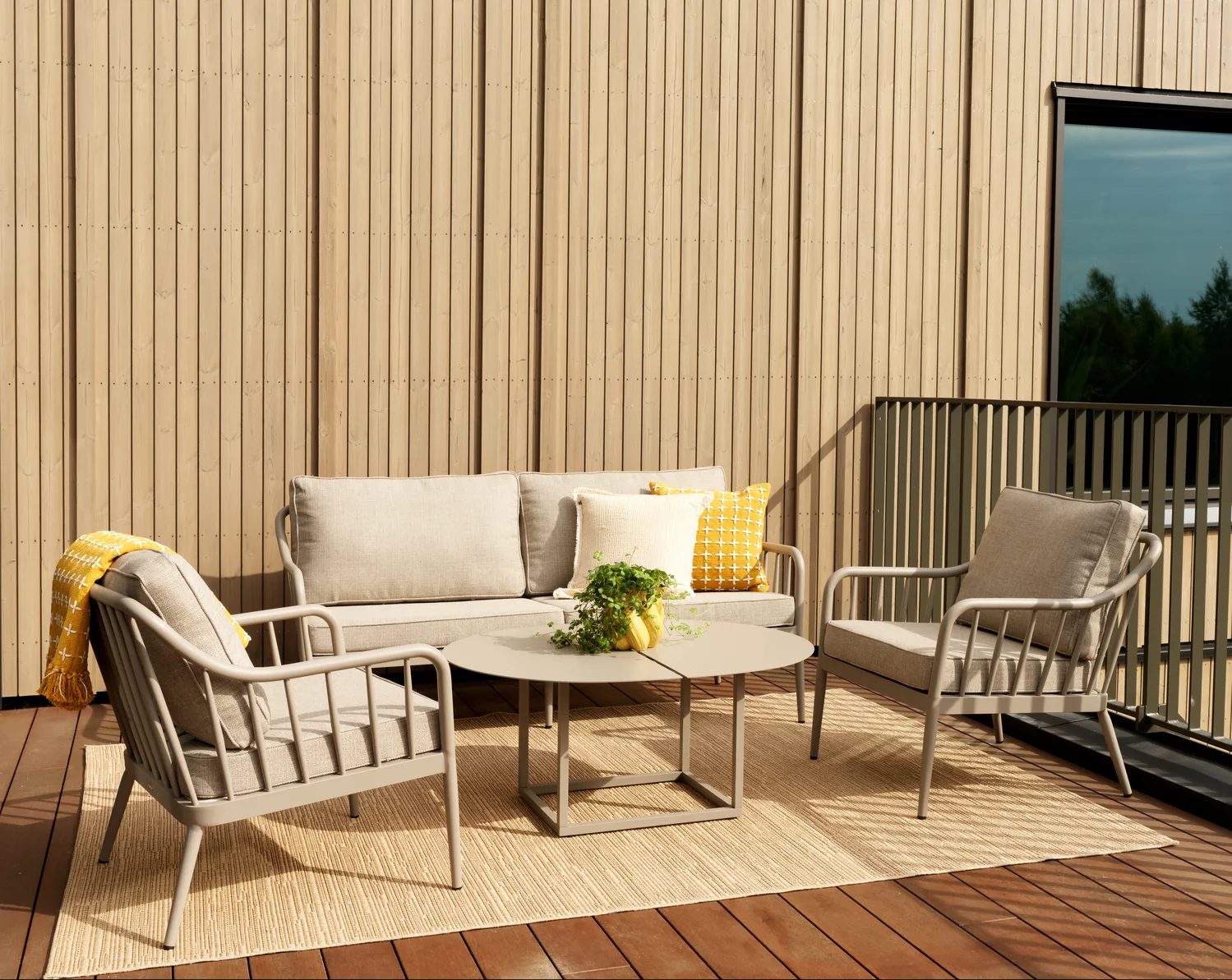 Coleville sofa, Khaki-burlap beige, 3-seater Brafab