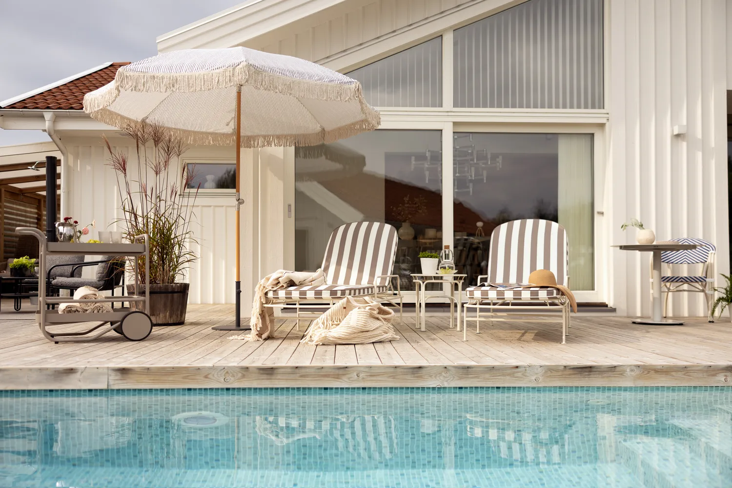 Gatsby parasol, Grey stripe, Ø256 cm Brafab