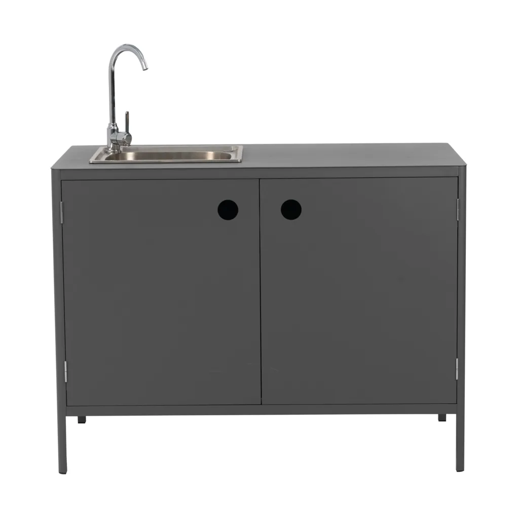 Kelia outdoor kitchen base cabinet with sink, Anthracite, 121x90x64 cm Brafab