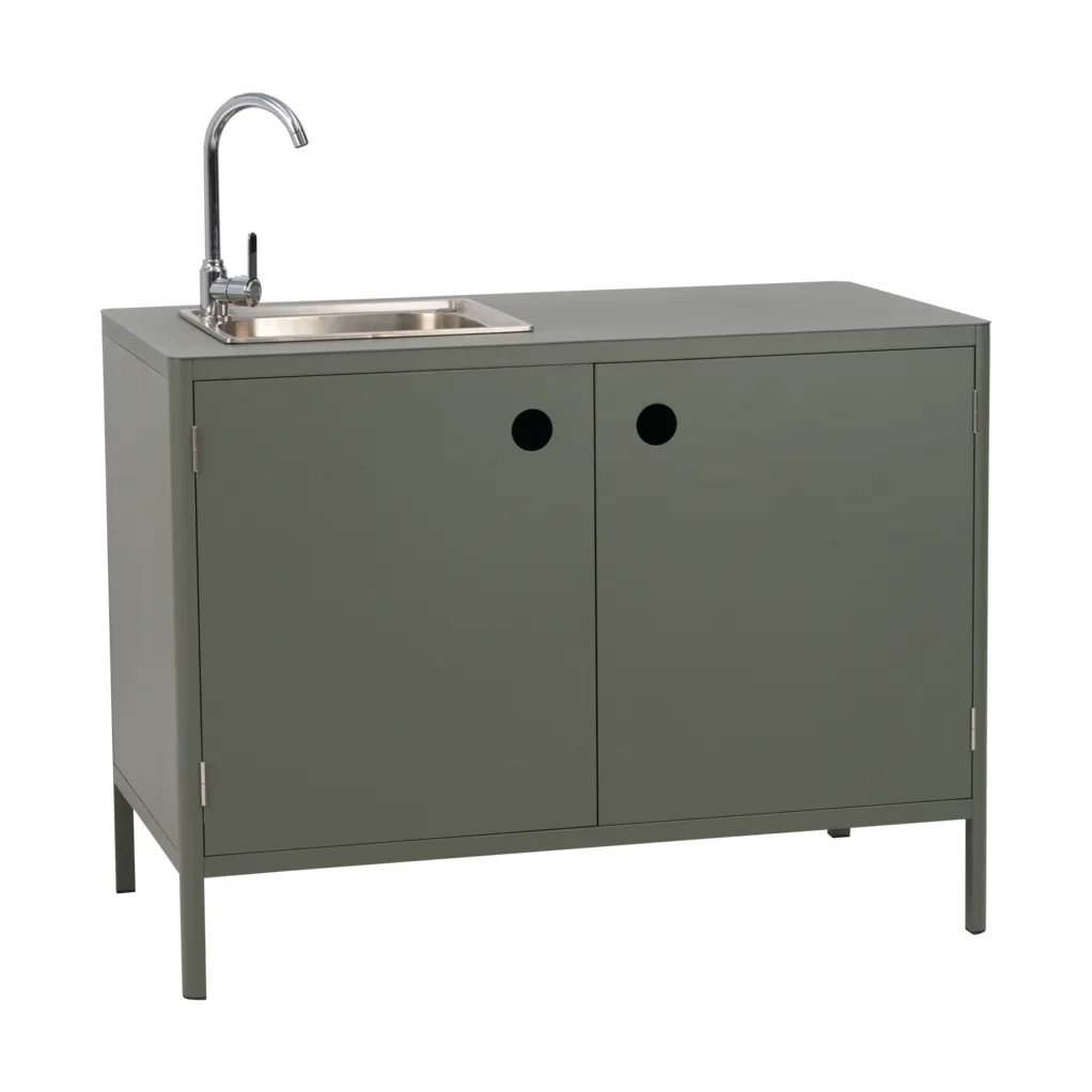 Kelia outdoor kitchen base cabinet with sink, Nordic green, 121x90x64 Brafab