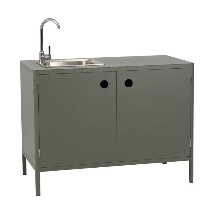 Kelia outdoor kitchen base cabinet with sink - Nordic green, 121x90x64 - Brafab