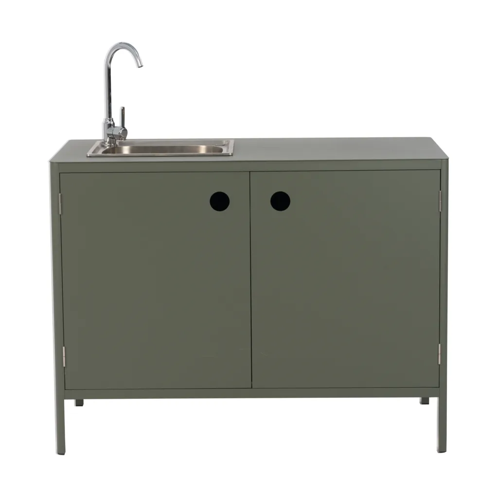 Kelia outdoor kitchen base cabinet with sink, Nordic green, 121x90x64 Brafab