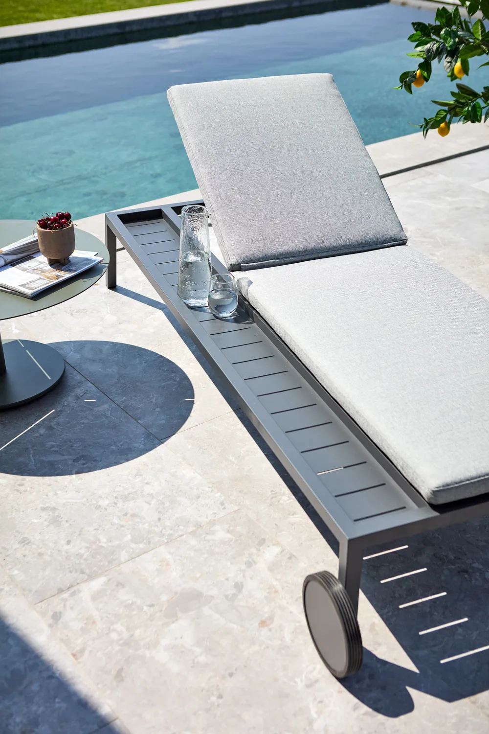 Samvaro chaise lounge 218x92 cm, Anthracite-pearl grey Brafab