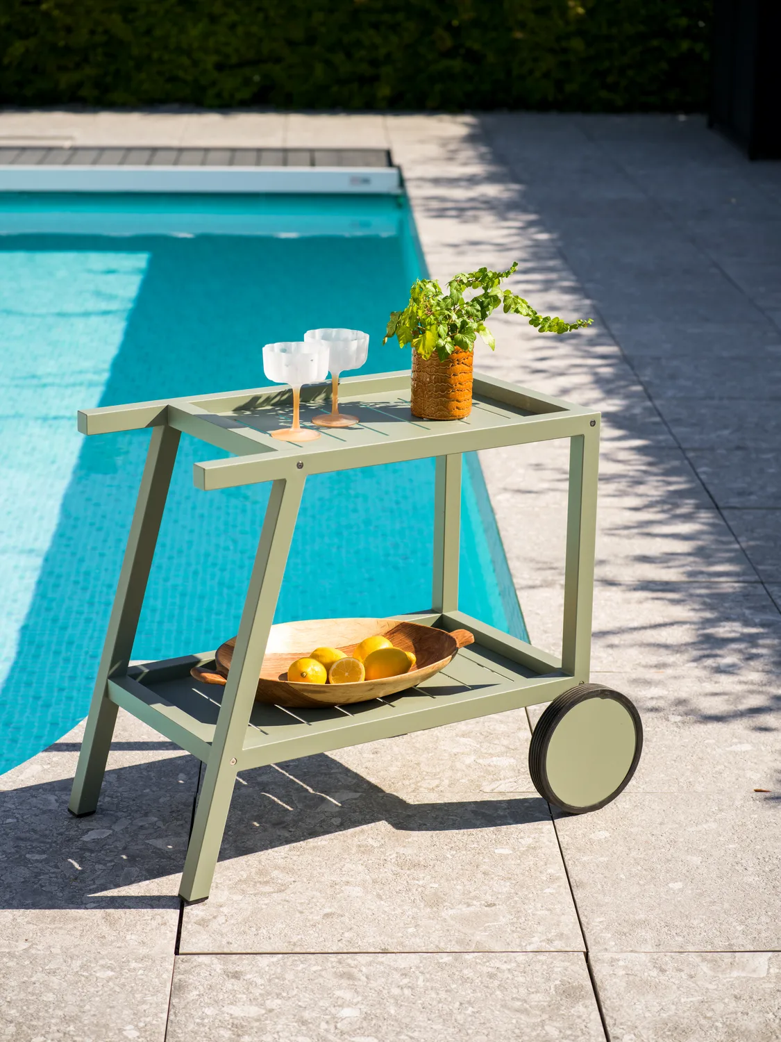 Samvaro serving trolley 86x49x69 cm, Dusty green Brafab