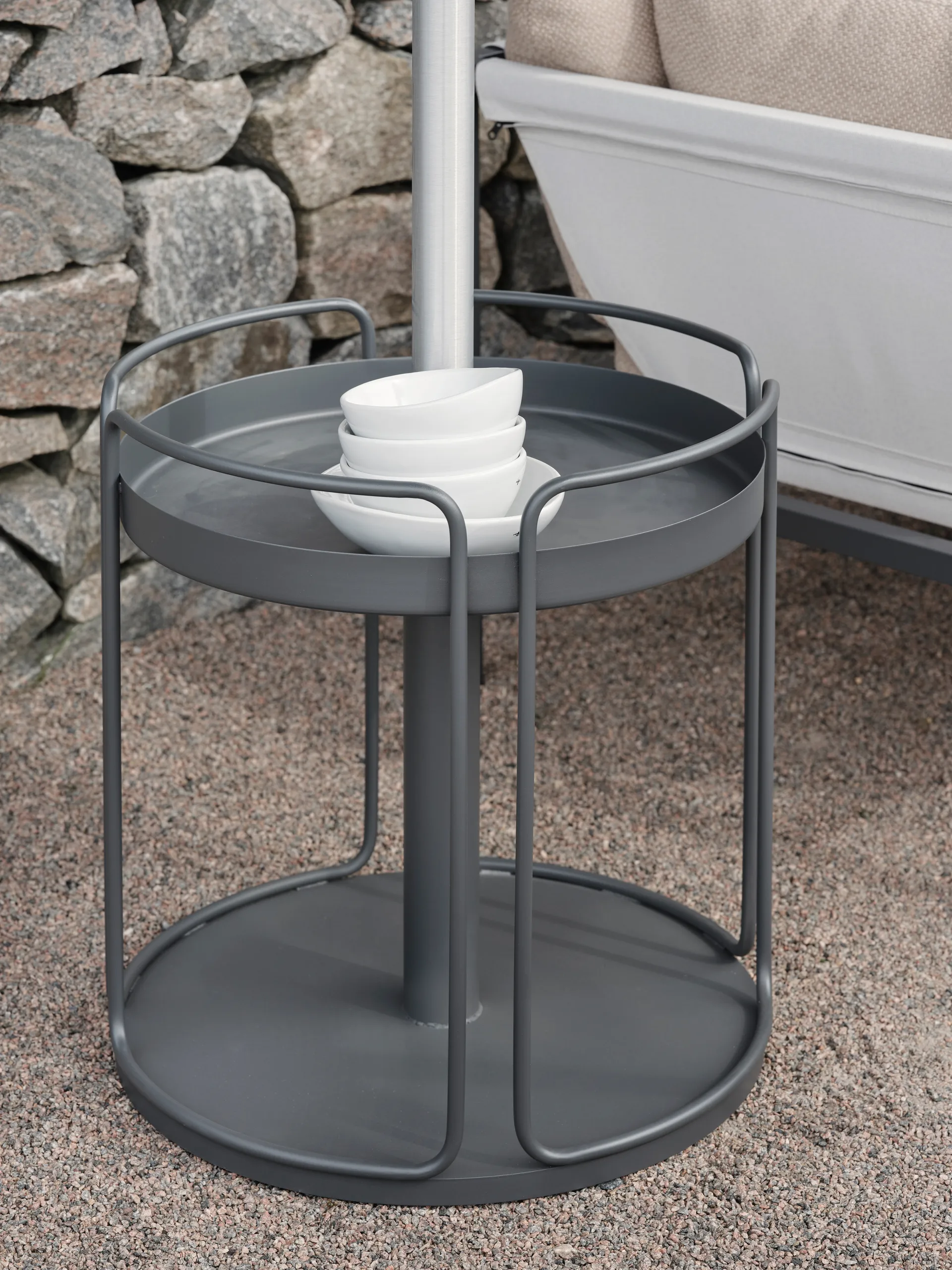 Shady side table and parasol base, Anthracite Brafab