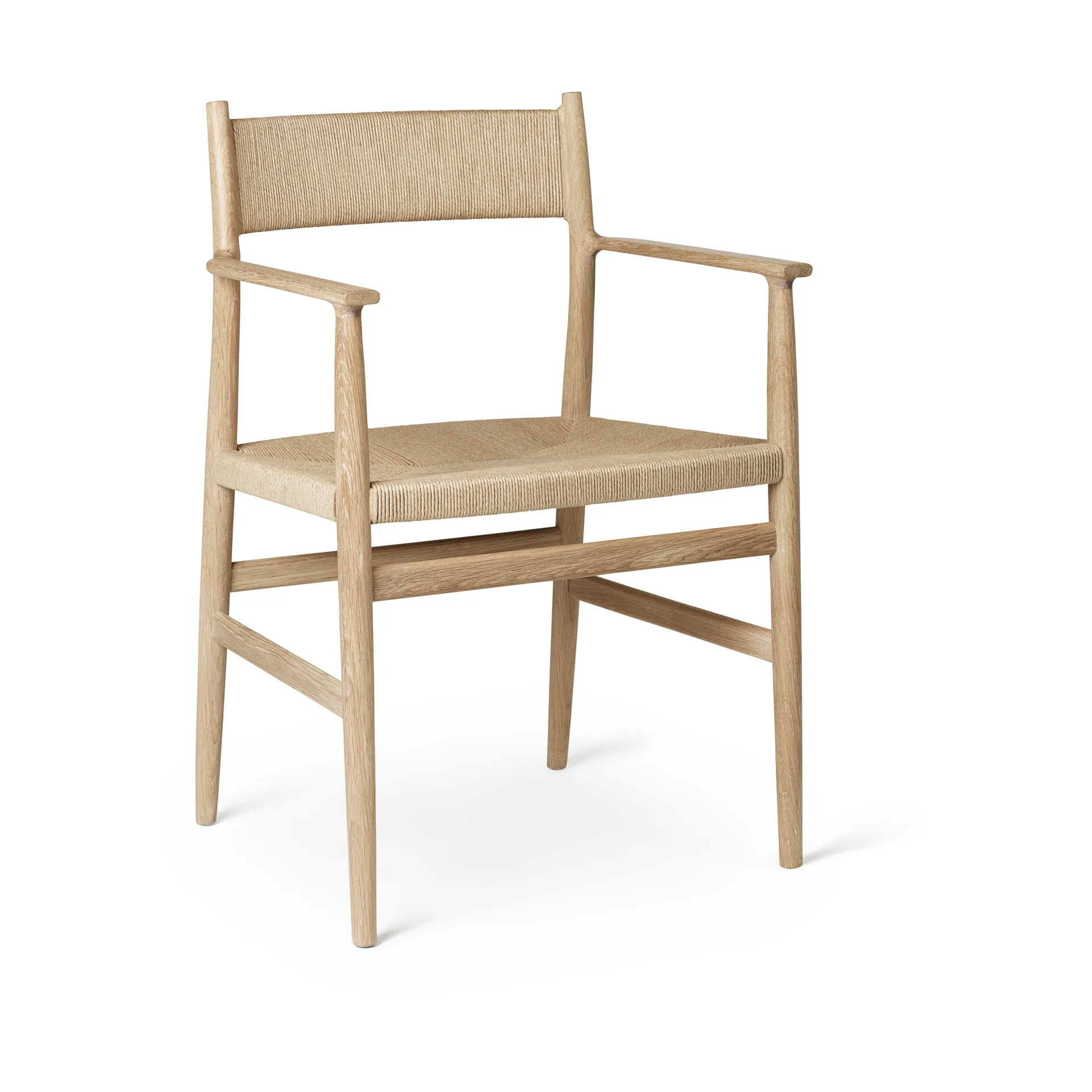 Arv arm chair woven back and seat, White oiled oak-paper ribbon Brdr. Krüger
