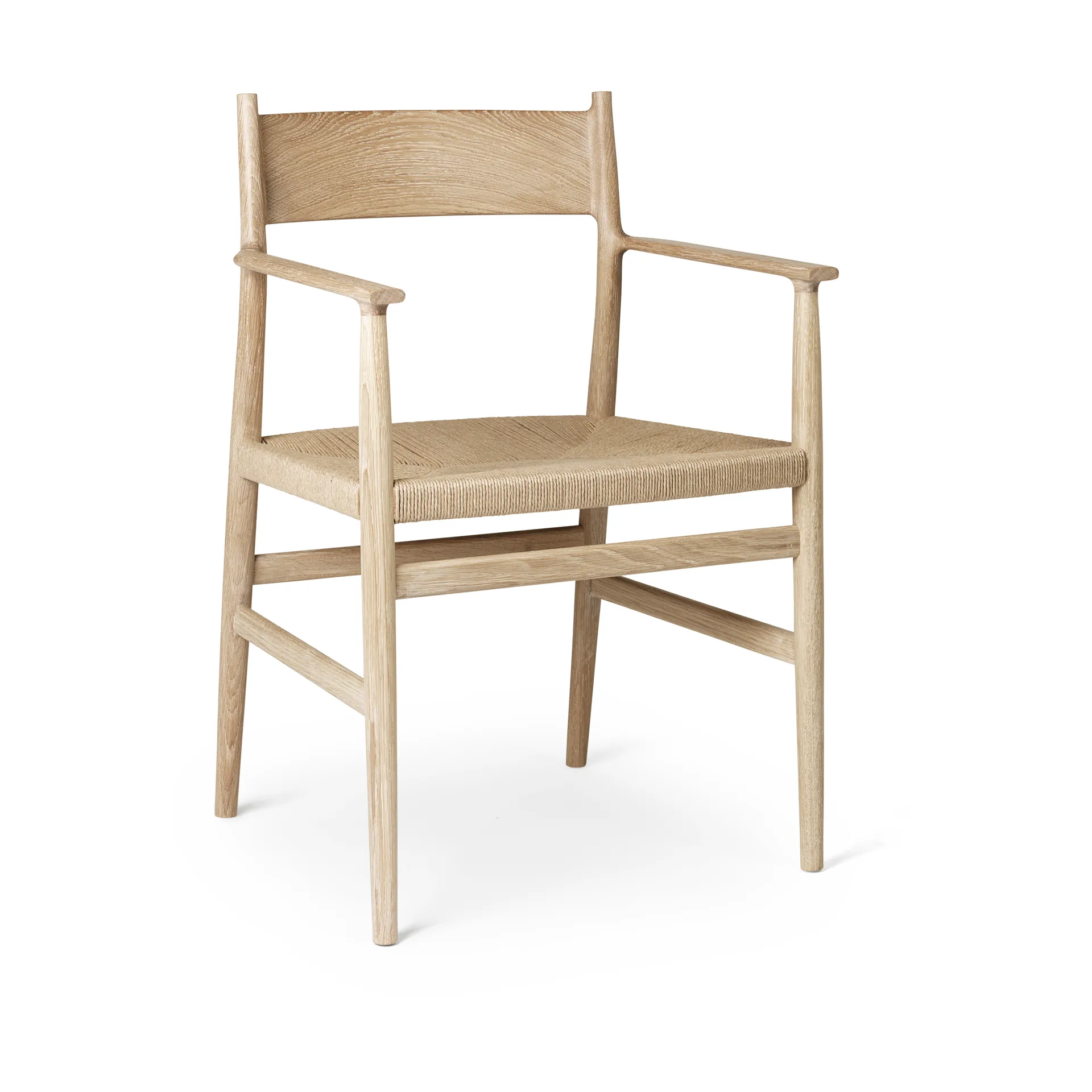 Arv arm chair woven seat, White oiled oak-paper ribbon Brdr. Krüger