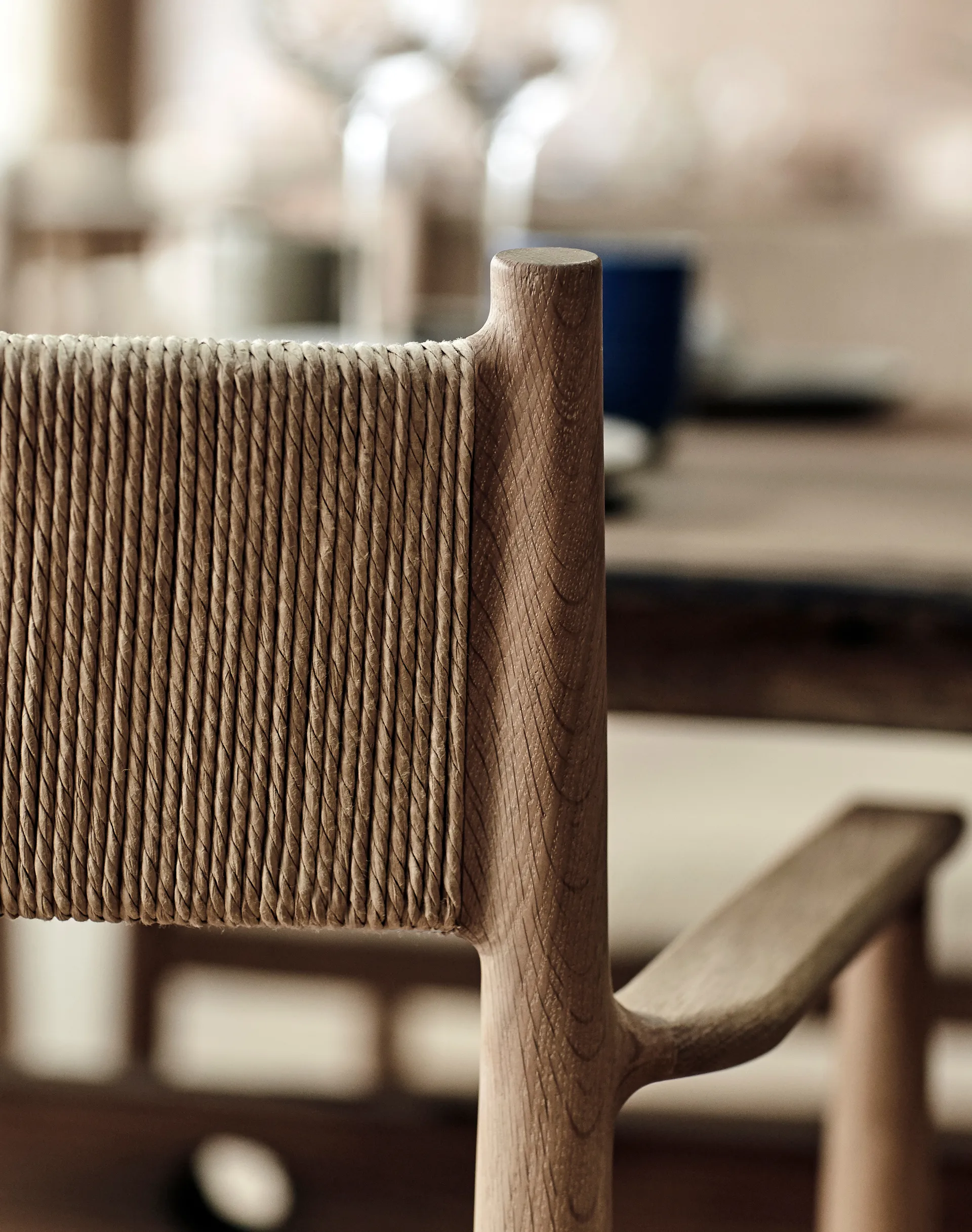 Arv arm chair woven seat, White oiled oak-paper ribbon Brdr. Krüger