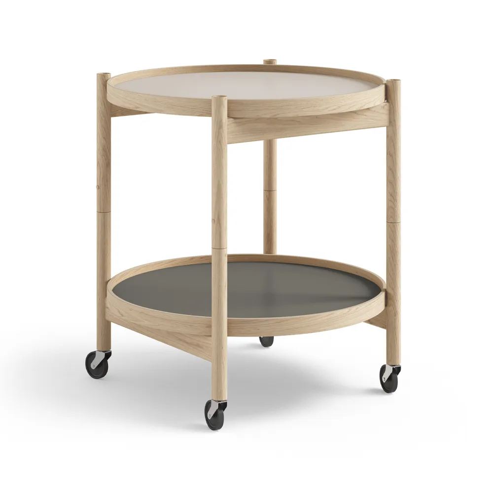 Bølling Tray Table model 50, Stone, untreated oak stand Brdr. Krüger
