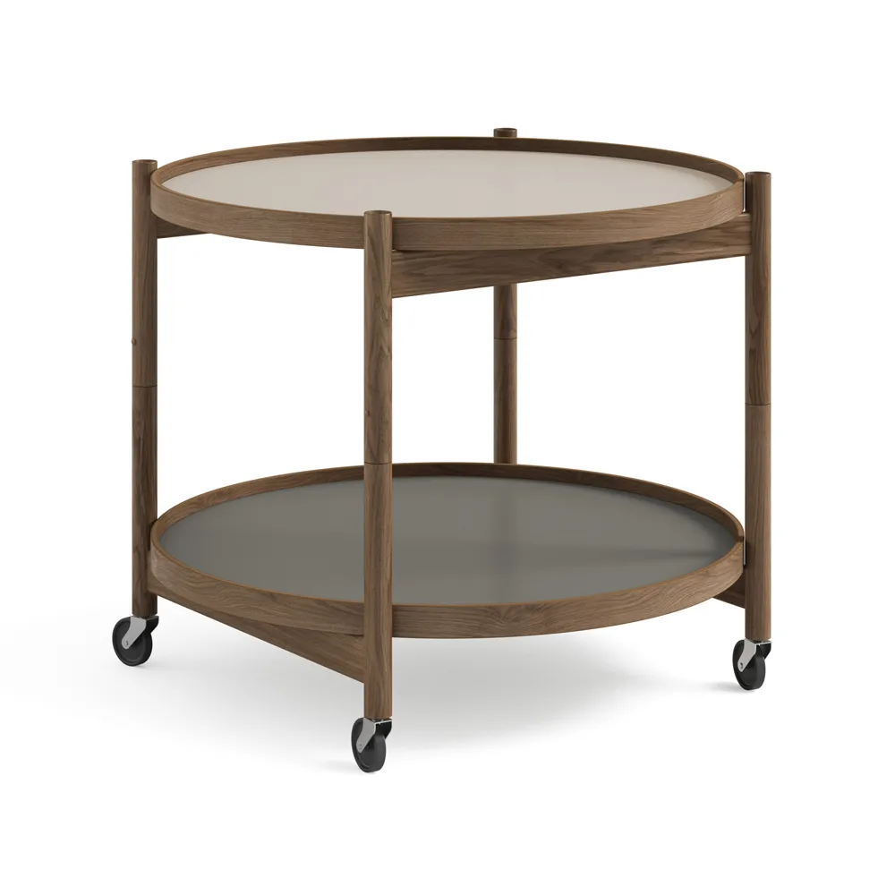 Bølling Tray Table model 60, Stone, smoke oiled oak stand Brdr. Krüger