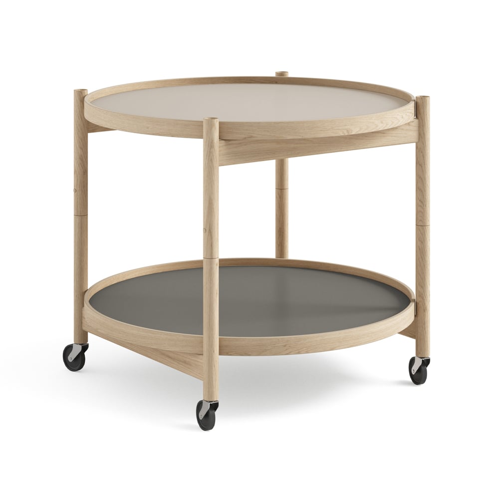 Brdr. Krüger Bolling Tray Table model 60 Stone, untreated oak stand