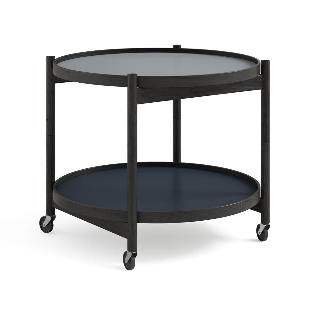 Brdr. Krüger Bolling Tray Table model 60 Water, black lacquered oak stand