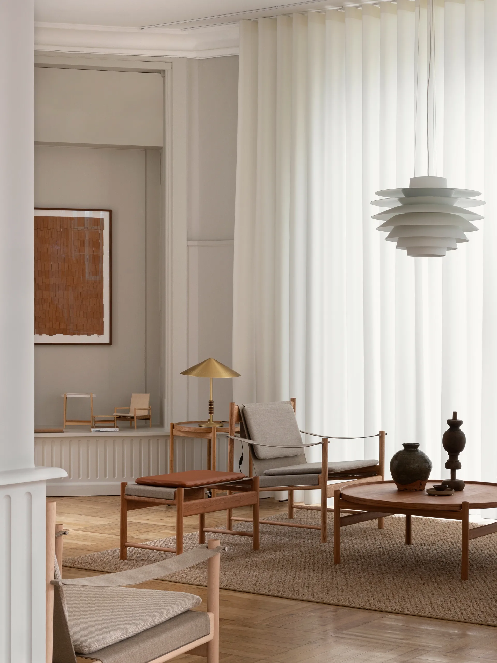 HB lounge chair, Smoke oiled oak-canvase nature Brdr. Krüger