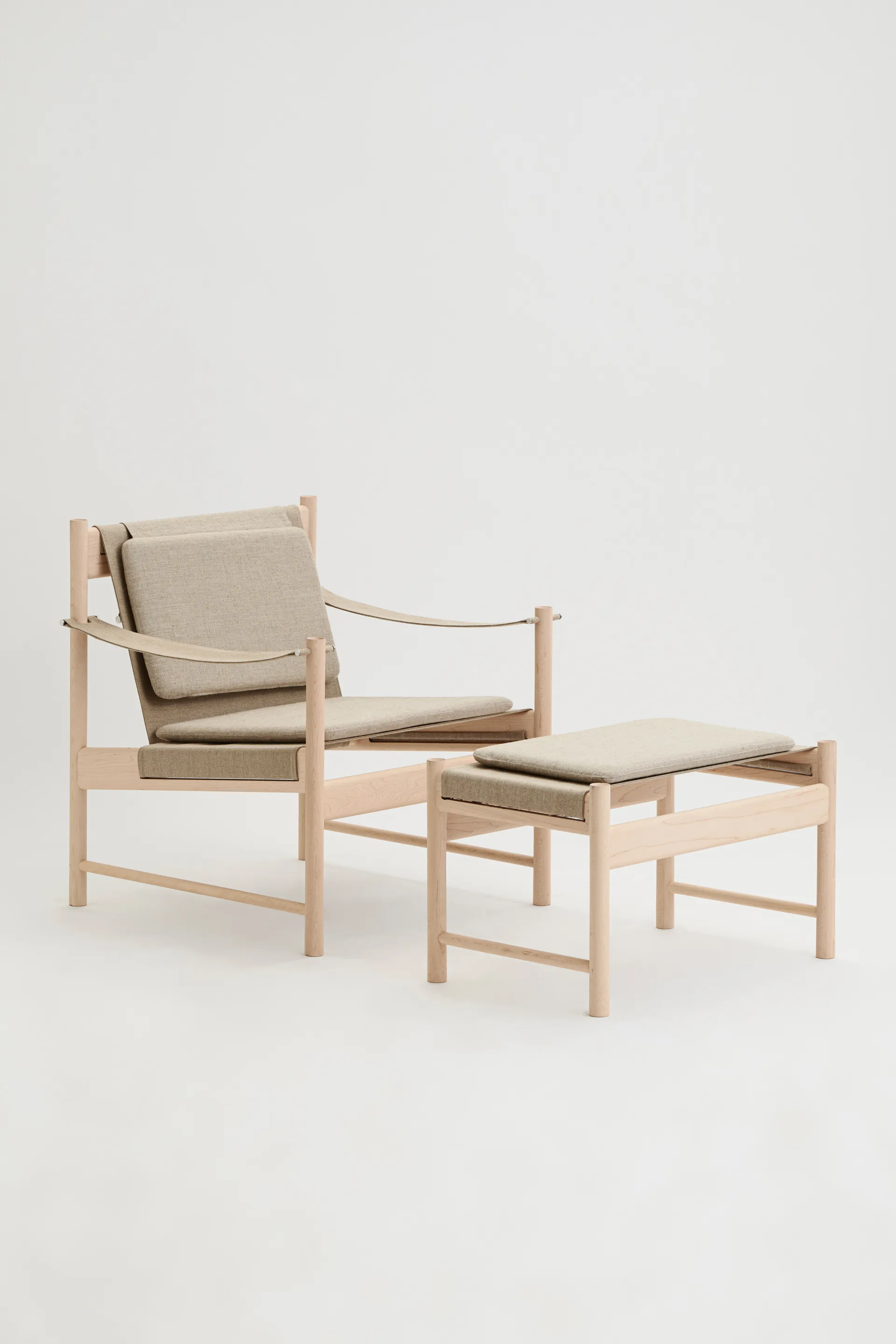 HB lounge chair, White oiled maple-canvase nature Brdr. Krüger