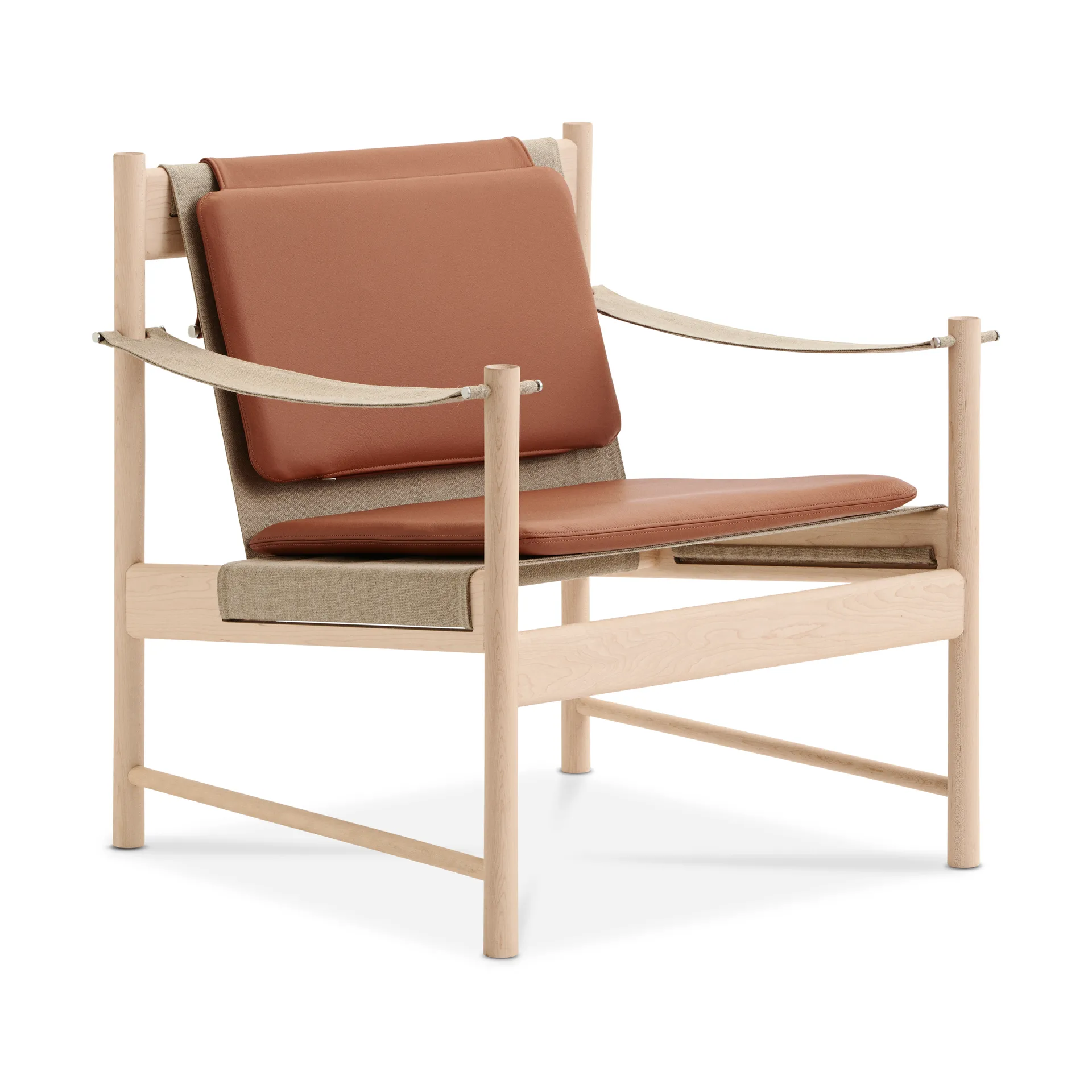 HB lounge chair, White oiled maple-leather brandy Brdr. Krüger