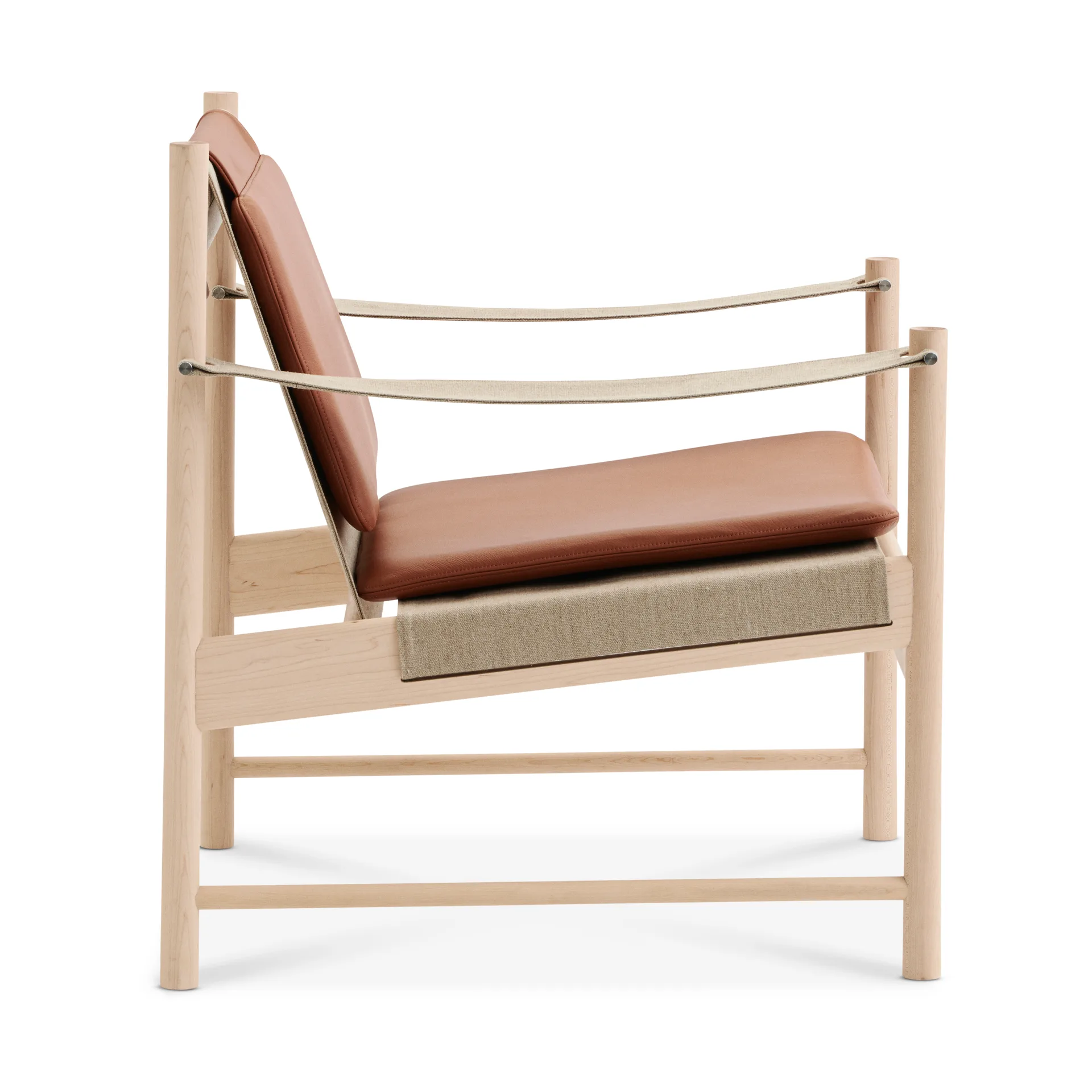 HB lounge chair, White oiled maple-leather brandy Brdr. Krüger