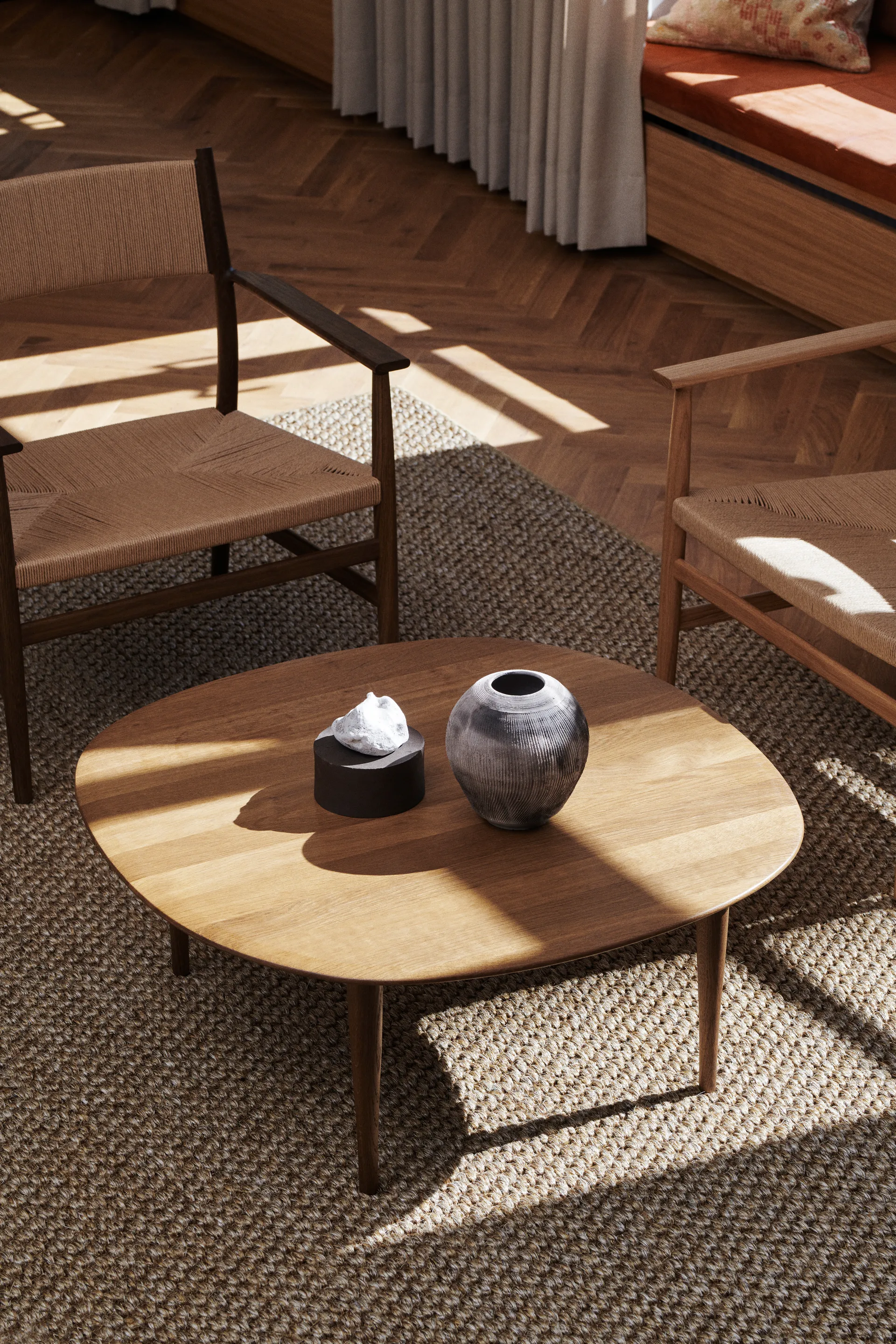 Jari coffee table Ø85 cm, Smoke oiled oak Brdr. Krüger