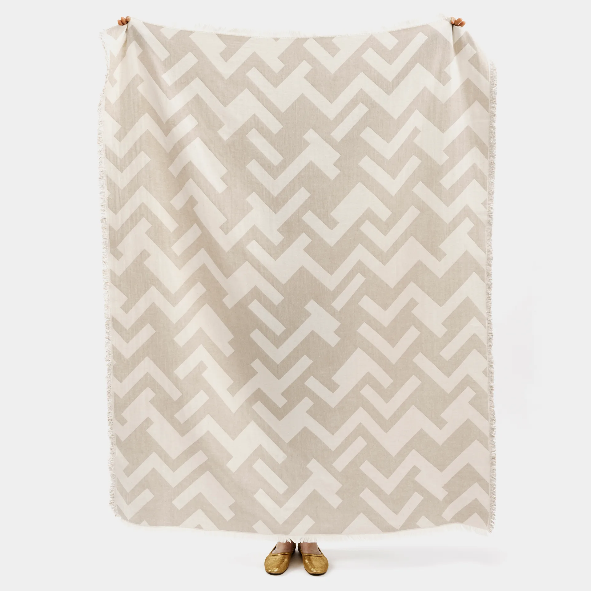 Florens cotton blanket, Greige (beige) Brita Sweden