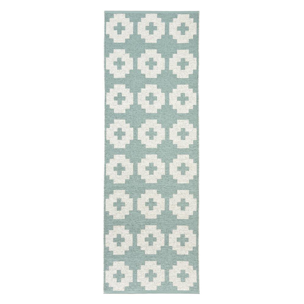 Brita Sweden Flower rug lagoon 70x300 cm | Scandinavian Design | Plastic rugs | Turquoise