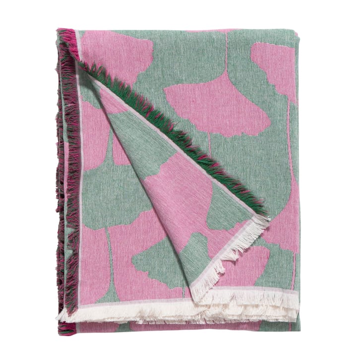 Ginko cotton throw 130x170 cm - green-pink (lush) - Brita Sweden