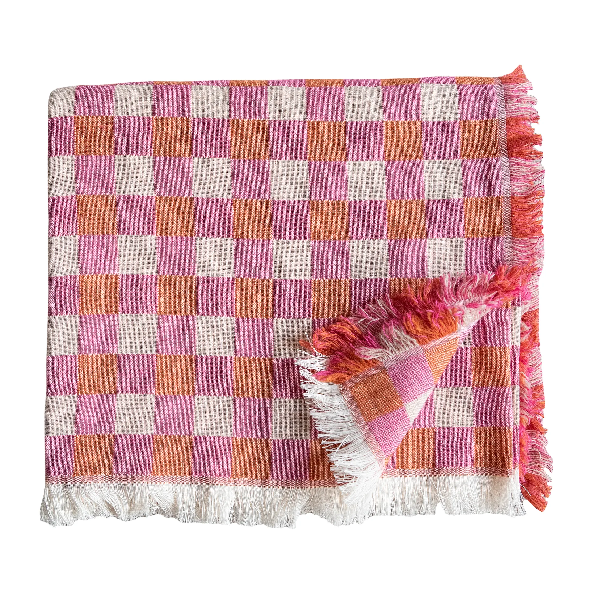 Poppy wool throw 260x260 cm, Pink Brita Sweden