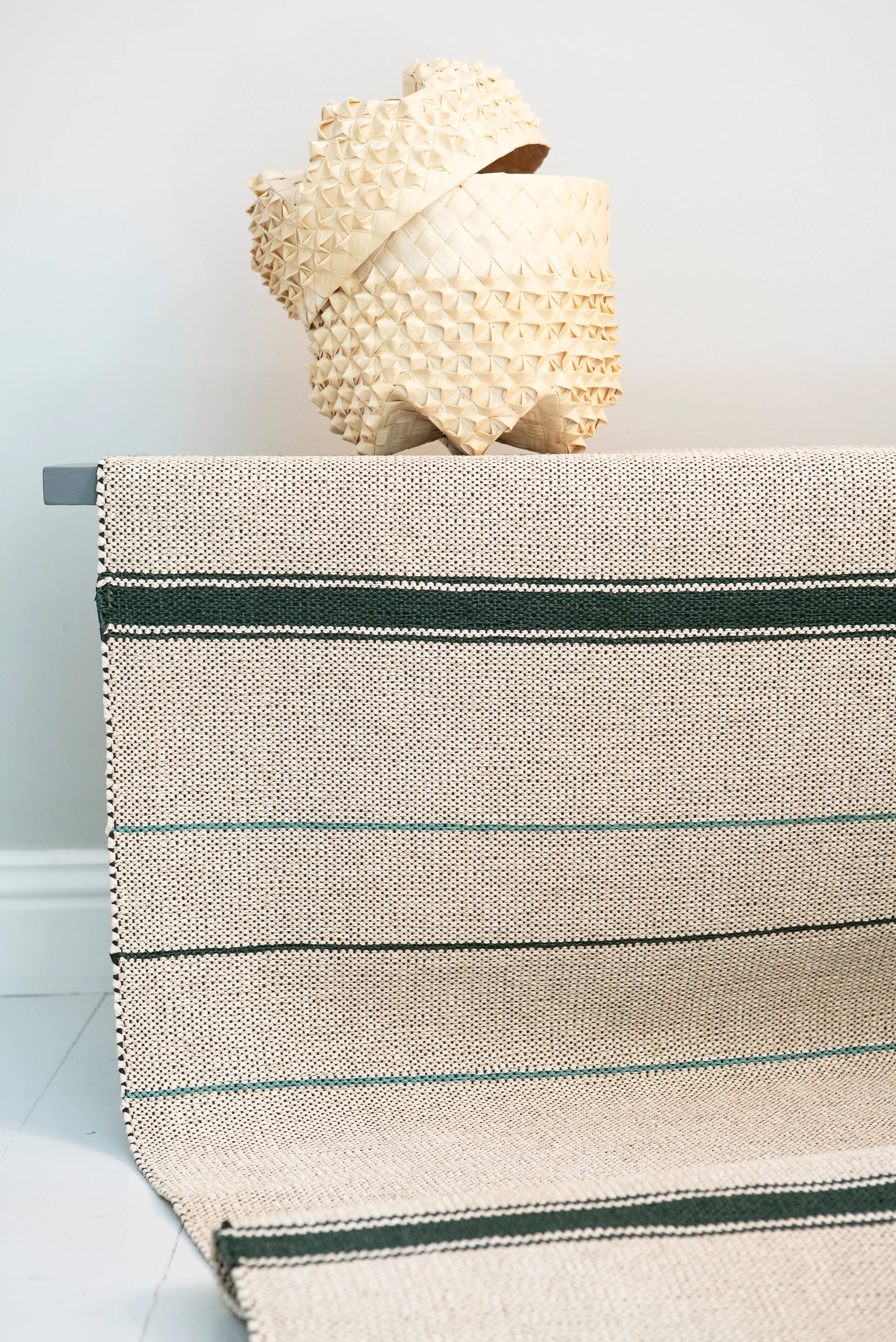 Trapeze rug emerald (cream white-green), 80x225 cm Brita Sweden