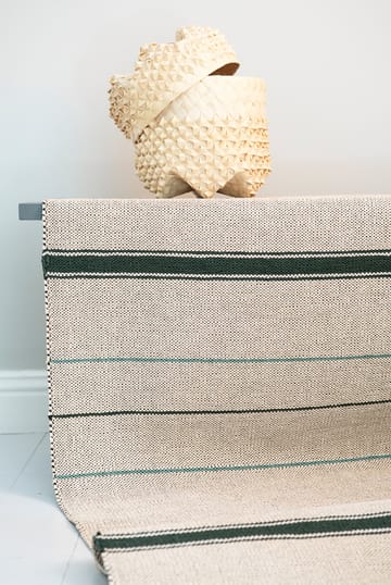 Trapeze rug emerald (cream white-green) - 80x300 cm - Brita Sweden