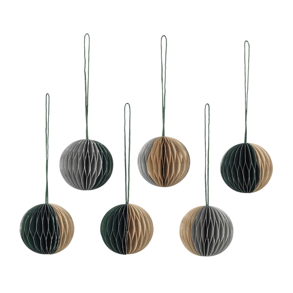 Broste Copenhagen Ball Christmas bauble honeycomb o5 cm 6 pieces Multi/green
