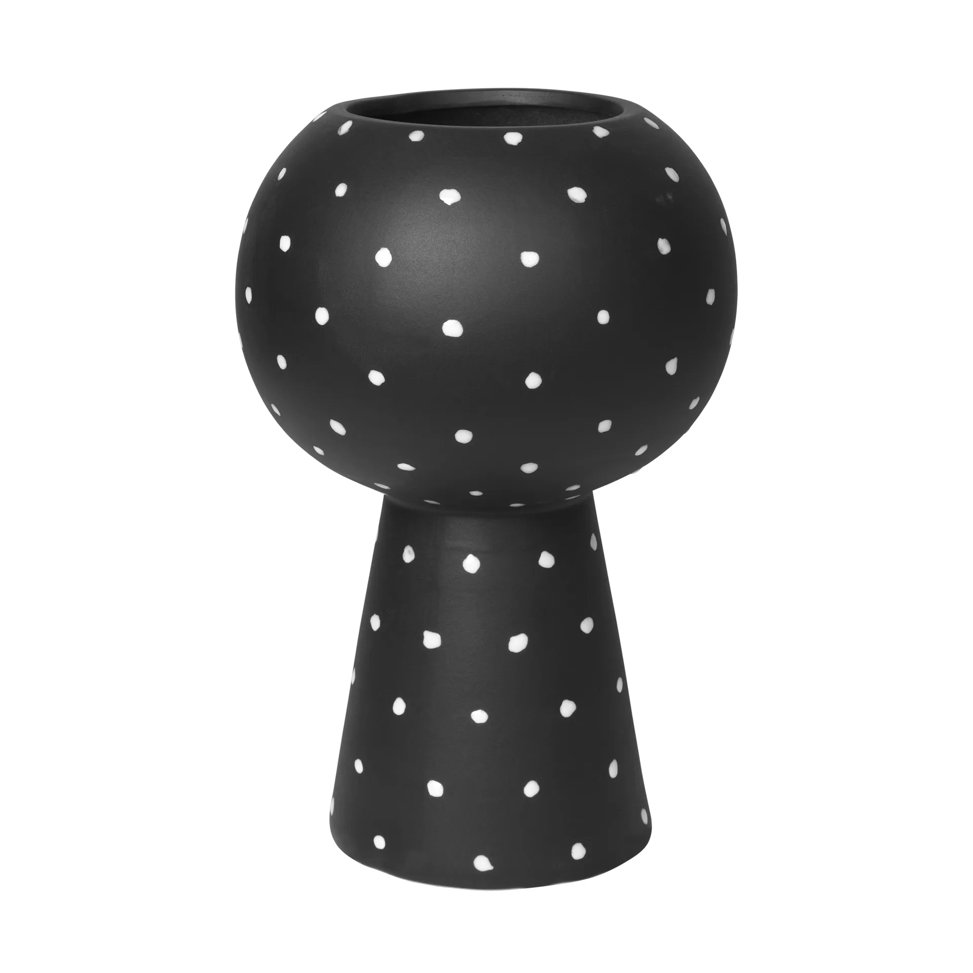 Bella ceramic vase on foot 35 cm, turkish coffee black Broste Copenhagen