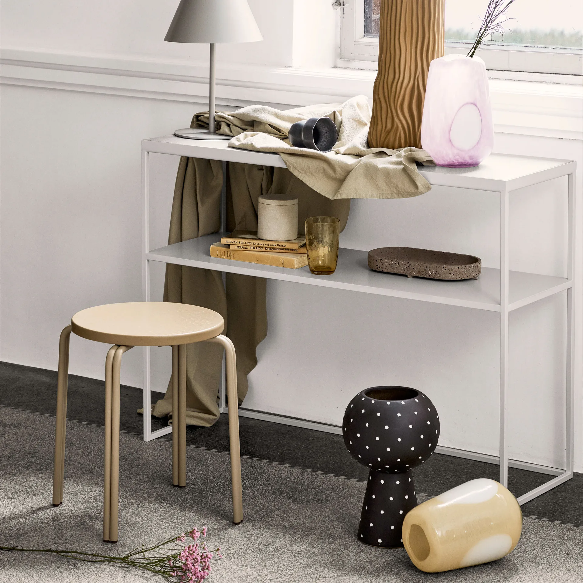 Bella ceramic vase on foot 35 cm, turkish coffee black Broste Copenhagen