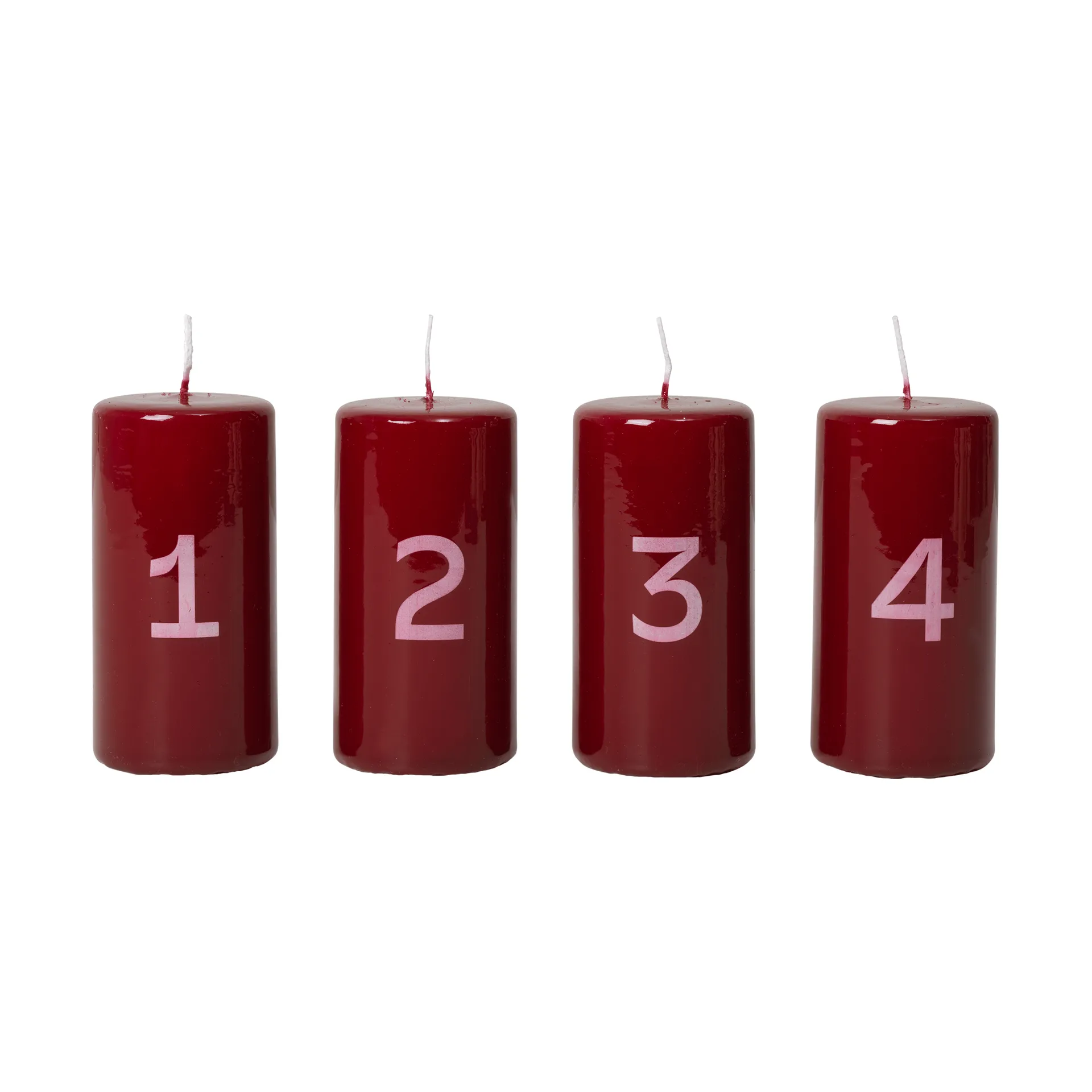 Broste advent candle, Burgundy-White, 4 pieces Broste Copenhagen