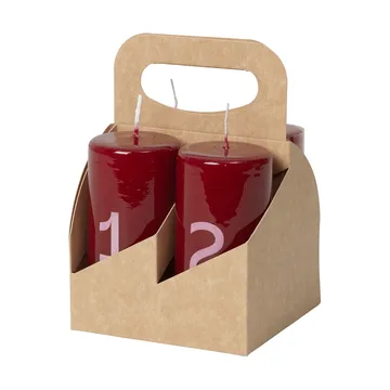 Broste advent candle - Burgundy-White, 4 pieces - Broste Copenhagen