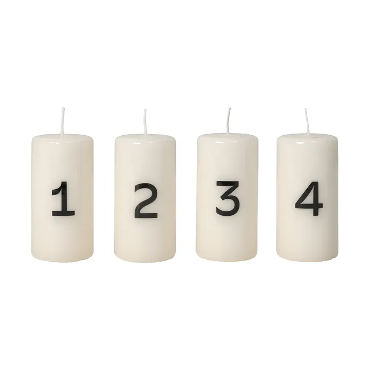 Broste advent candle - White-Black, 4 pieces - Broste Copenhagen