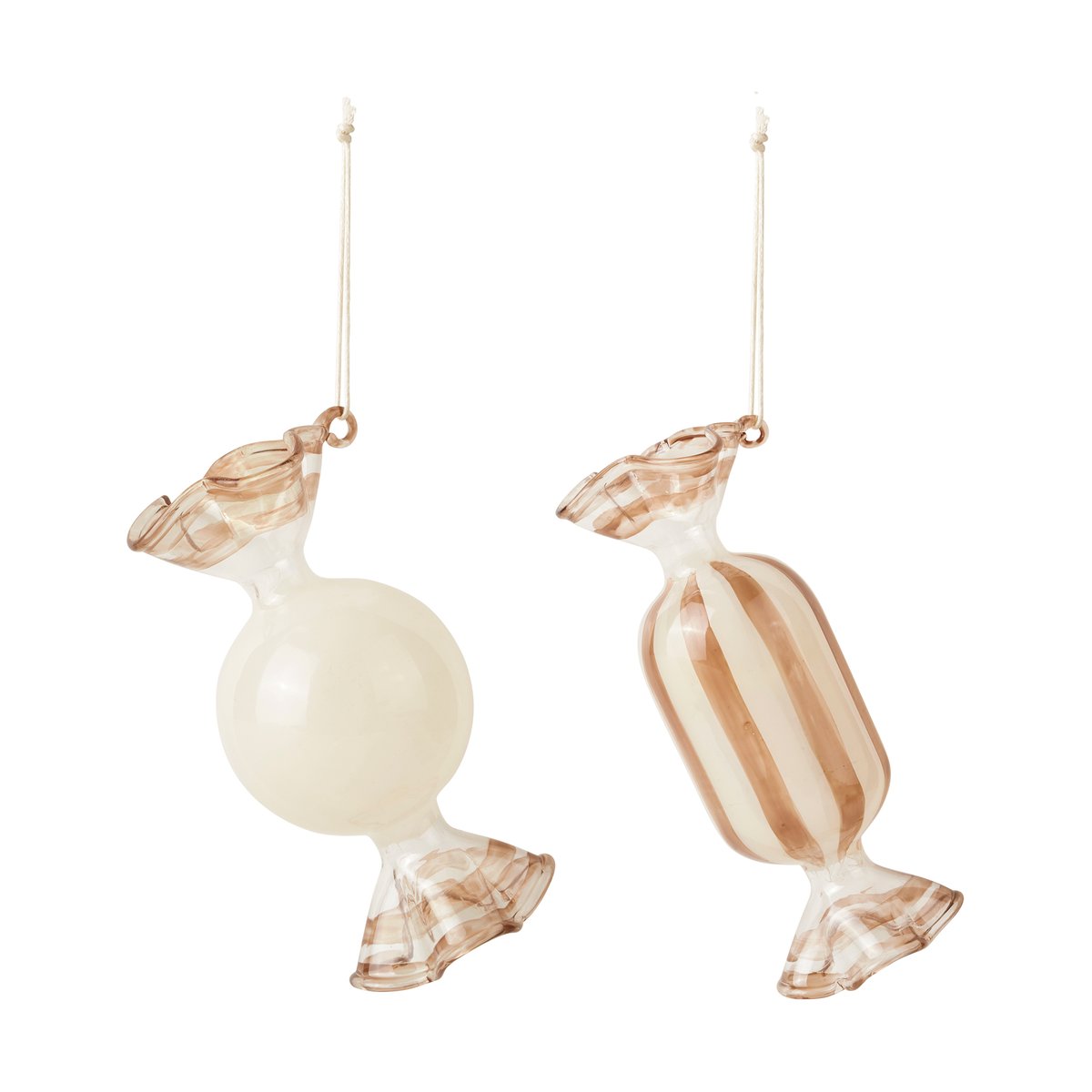 Broste Copenhagen Candy Christmas tree pendant glass 2 pieces Creme